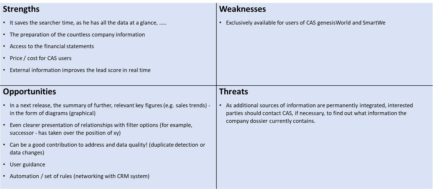 CAS Company Dossier